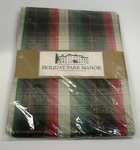 Holiday Park Manor Tablecloth ~Grey Flannel Plaid ~ 60" x 104" Rectangle NEW - Picture 1 of 2