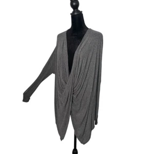 Hippie Love Lagenlook Cocoon Wrapover Womens Top Size S Gray Draped Blouse - Picture 1 of 14