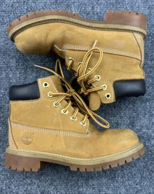 Timberland Junior Niños Jóvenes Talla 13 Botas Cuero Trigo Tostado Con Cordones Premium Foto 1 de 4