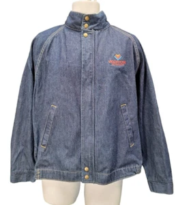 VTG Swingster Vigortone Racer Bomber Blue Jean Denim Jacket Cotton USA L - Picture 1 of 21