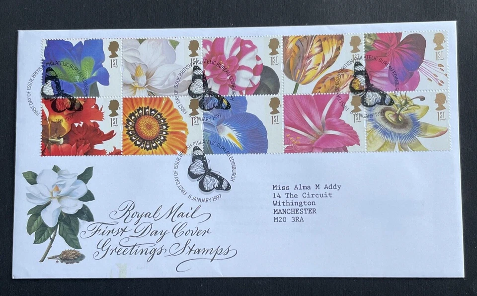 GB QE II, 1997, SG1955-1964, Saludos (Serie 10) FDC, Flores, Usado Fino Foto 1 de 1