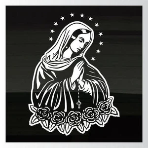 Virgin of Lady of Guadalupe Praying Catholic LARGE 13.5"x10" WHITE Decal Sticker - Picture 1 of 1