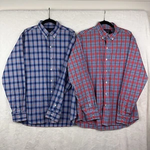 2 camicie verdi con colletto uomo L The Groove abbottonate rosso blu a quadri - Foto 1 di 22