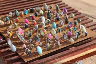 Lote de 1000 piezas de anillos de piedras preciosas Larimar y mezcla joyas enchapadas en plata 925 Foto 1 de 4