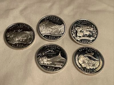 2006 Silver Proof Statehood Quarters 5 Coins AU - Image 1 of 2