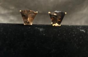 Vintage Estate 14K Yellow Gold with Smokey Topaz Stone Earrings - Picture 1 of 6