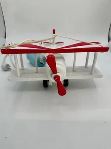 Vintage Wooden Biplane Ceiling Light Fixture Red White Airplane Kids Room Decor - Picture 1 of 4