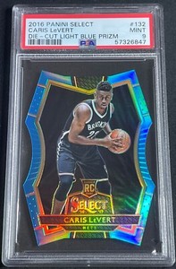 2016 Panini Select Die-Cut Light Blue Prizm RC Caris LeVert #132 PSA 9 MINT Cavs