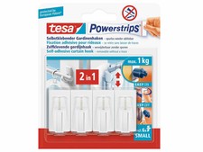 tesa Powerstrips Vario-Gardinenhaken inkl. 6 Strips mit 2 in 1 Lösung