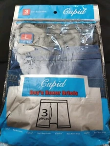 Cupid, boy's boxer briefs, L (10-12)new, 3 pairs,  gray, blue, green in  pack. - Picture 1 of 2