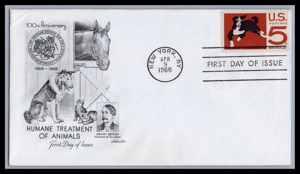 US FDC # 1307 5c Humane Treatment of animals  Artmaster  1966, 9e323 - Image 1 of 1