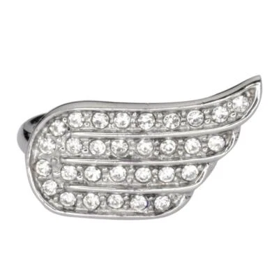 Ladies Bling Wing Ring White Crystals Stainless Steel Jewelry 113 - Image 1 of 3