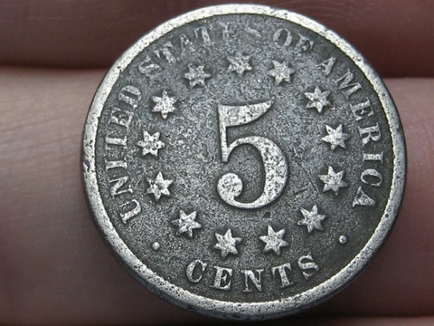 1871 Shield Nickel 5 Cent Piece- AG/Good Details Cover