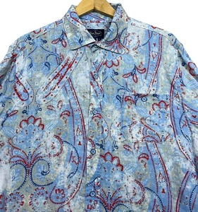 Nat Nast Shirt Mens Large Multicolor Paisley 100% Linen Long Sleeve Button Up - Picture 1 of 10