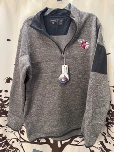 Cleveland Guardians Antigua Heathered Charcoal Fortune Quarter-Zip Pullover Jack - Picture 1 of 2