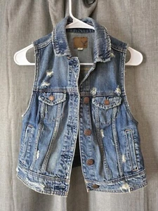 American Eagle Denim Distressed Jeansweste Größe Small - Bild 1 von 4