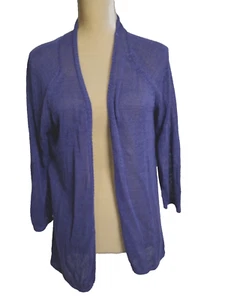 Chicos Sweater Womens 2 Cardigan Slinky Knit Stretch Casual 3/4 Sleeve Purple - Picture 1 of 12