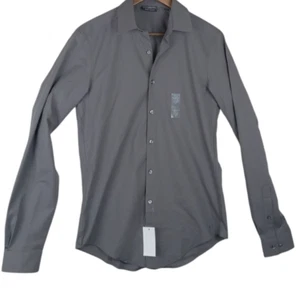 Van Heusen Flex3 Dress Shirt Mens Small Gray Stretch Slim Fit Collar Button Down - Picture 1 of 11