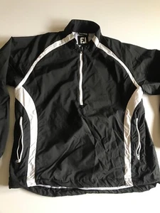 Footjoy Mens Medium Black Lined Longsleeve 1/2 Zip Golf Windbreaker - Picture 1 of 10