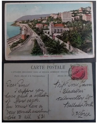 1906 Western Australia Postcard-The Prominade ties 1p Stamp cd Perth - Image 1 of 3