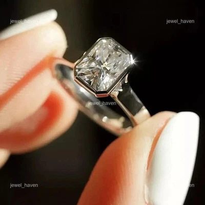 3 Ct Radiant Cut IGI Certified Lab Grown Diamond Solitaire Ring 14k White Gold - Image 1 of 4