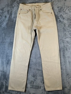 Vintage Levis 501 Jeans Mens 31x30 (30x28) Beige Tan Straight Leg USA Made 90s - Image 1 of 4