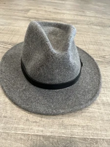 Brixton Gray Felt Hat Fedora  size M EUC 100% Wool - Imagen 1 de 7
