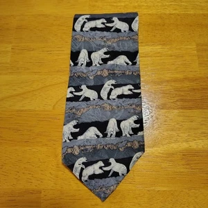 Vintage Endangered Species Men's Necktie "Polar Bear" Dancing Playing 100% Silk - Picture 1 of 5