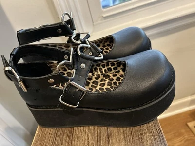 Zapatos Mary Jane plataforma negra Demonia Sprite 02 talla 10 correa de cuero sintético Foto 1 de 4