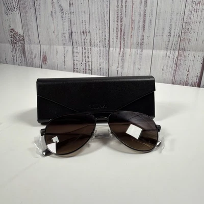 Авиаторские солнцезащитные очки TUMI De Rigo Rem черные градиентные коричневые линзы металлическая оправа - Изображение 1 из 3