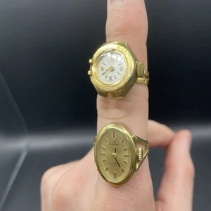 Edox & Helsa Ring Watches Vintage Manual Hand Winding Women’s Working 17 Jewels - Picture 1 of 21