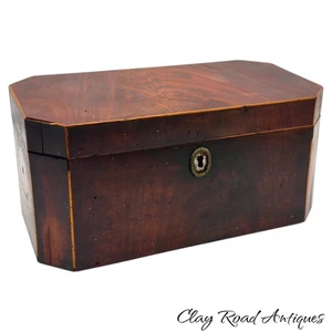 antique federal period document valuables collectors box mahogany inlay project - Picture 1 of 24