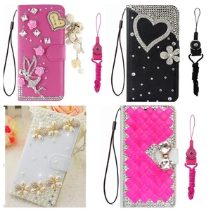 Women  Leather Bling Card Wallet Phone Case Lanyards For iPhone 17 PRO MAX - Picture 1 of 18