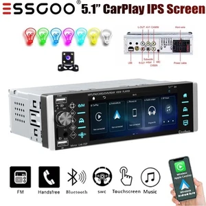 5" Coche Estéreo Único 1 Din Inalámbrico Apple CarPlay Android Automático BT SWC USB+Cámara - Imagen 1 de 15