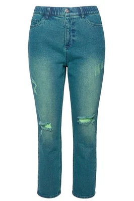 Studio Untold Damen große Größen Mom Jeans Wide Legs Neon destroyed