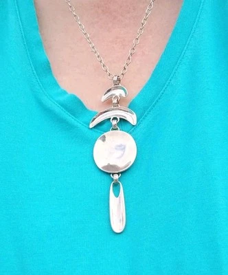 Collar Gota RLM Studio Moderno 4 Niveles Fase Lunar 24" Plata de Ley 26g Foto 1 de 4