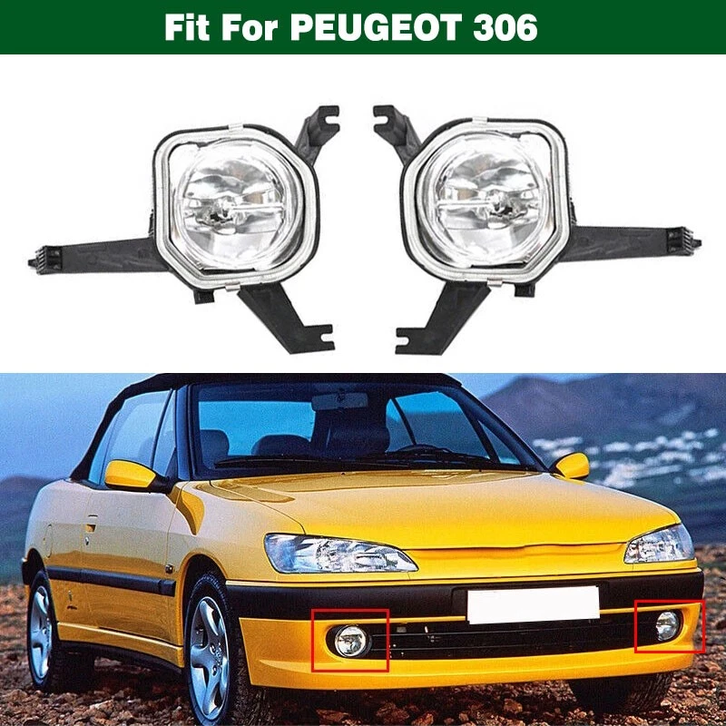 Пара противотуманных фар на передний бампер прозрачные линзы для Peugeot 306 1999-2002 - Изображение 1 из 4