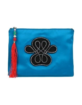 NWT CHARLOTTE OLYMPIA CHINA TOWN ZIP POUCH CLUTCH EVENING BAG AZURE BLUE - Image 1 of 4