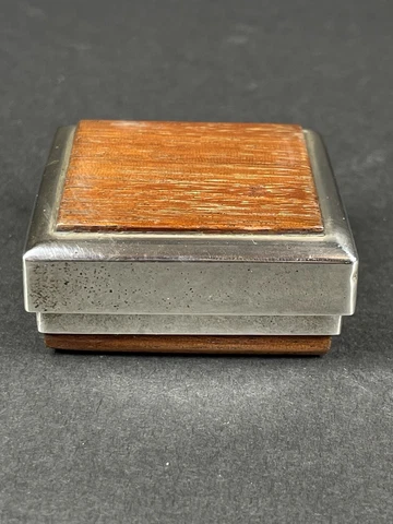 Vintage Signed Artisan Locke 1978 Sterling & Wood Pill Trinket Box Cover