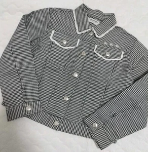 Pom Ponette Black Plaid Girls Black Jacket  130cm Japanese Kawaii  Vintage  - Picture 1 of 16