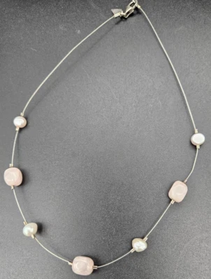 Collar Estación Perla Cuarzo Rosa Plata Esterlina 16" Diseñador Silpada N1724 Foto 1 de 3