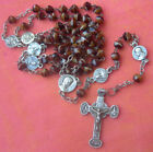 1930S Metal And Glass Paste Beads Rosary Of Lourdes With 6 Intermediate Medals