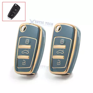 2Pcs Gray Full Seal Folding Remote Control Key Cover Case For Audi A6 Q2 S3 TT - Bild 1 von 8