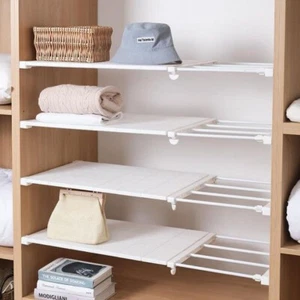 Closet Tension Shelf & Rod Expandable Rack Kitchen Organiser Divider Separator - Picture 1 of 13
