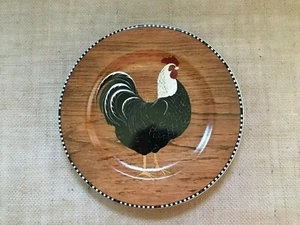 1 Salad Plate Rooster Pattern on Brown Warren Kimble by Sakura Dinnerware  - Picture 1 of 2