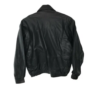 Vintage Jim Beam schwarze Leder Bomberjacke Herren 2XL XXL individuelle Prägung - Bild 1 von 12