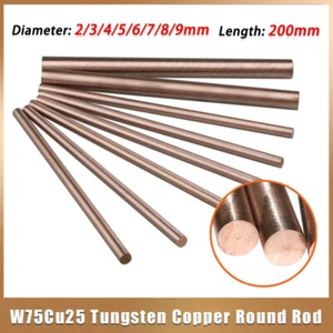 W75Cu25 Carbide Copper Round Rod Ø2mm-Ø9mm Metal Solid Bar Stick Length 200mm - Picture 1 of 12