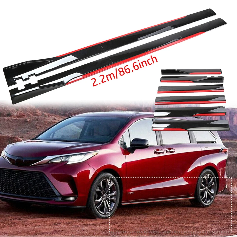 86.6" Line Side Skirt Extension Rocker Panel Splitter Lip For Toyota Sienna Red  - Imagem 1 de 4