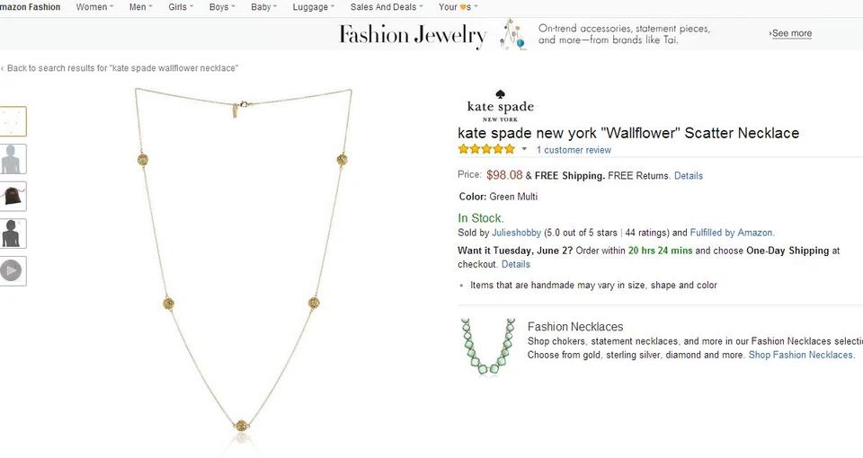 kate spade new york 'wallflower ball' scatter necklace - gold/green #KS0504 - Image 1 of 1
