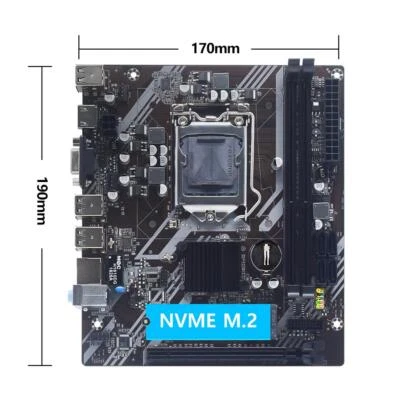 H61 LGA 1155 Motherboard for Intel Core i3 i5 i7 2nd 3rd Gen with M.2 NVMe - Image 1 of 4